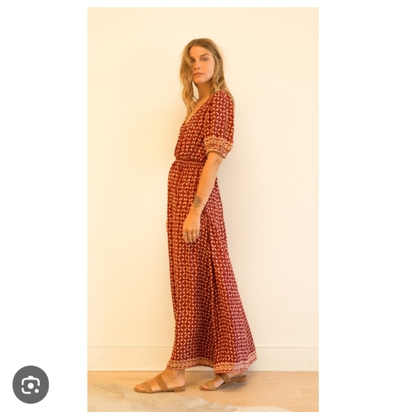 Natalie Martin Collection Silk Laurie Dress in Sand Dollar Rust Size Large - Picture 1 of 16